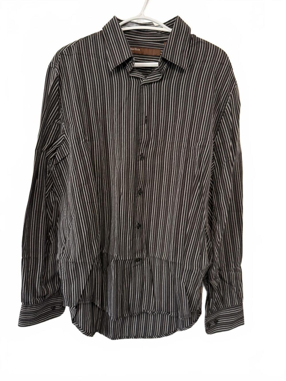 Perry Ellis Men's Long Sleeve Striped Button-Up Shirt Large